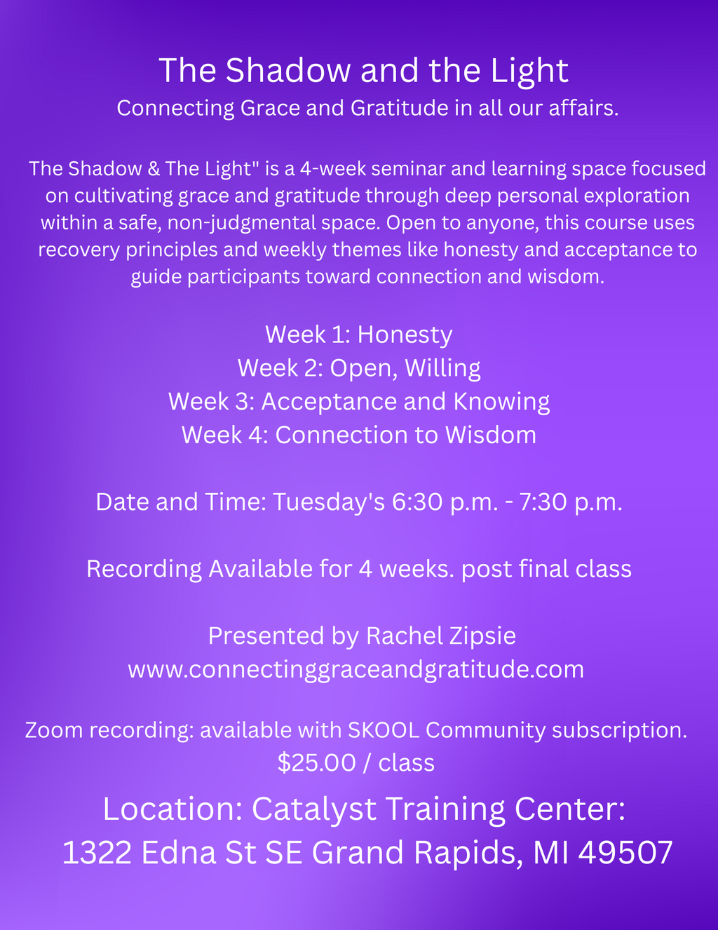 The Shadow and the Light @ Catalyst Training Center Feb 3 Start